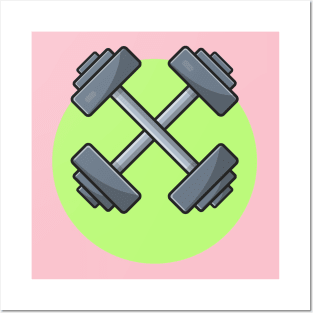 Dumbbell Cartoon Vector Icon Illustration Posters and Art